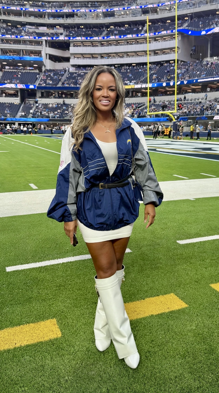Sherrie Brady on an NFL field during game day